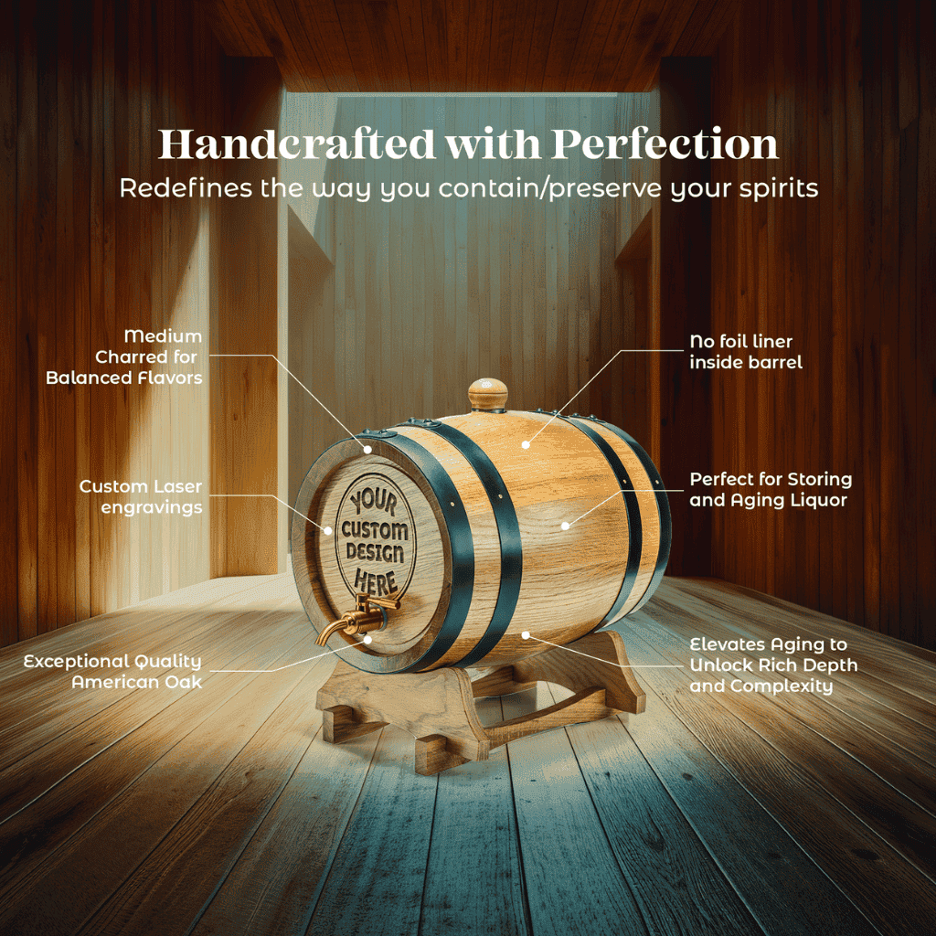 Custom Engraved American Oak Barrel - Limited Edition Design