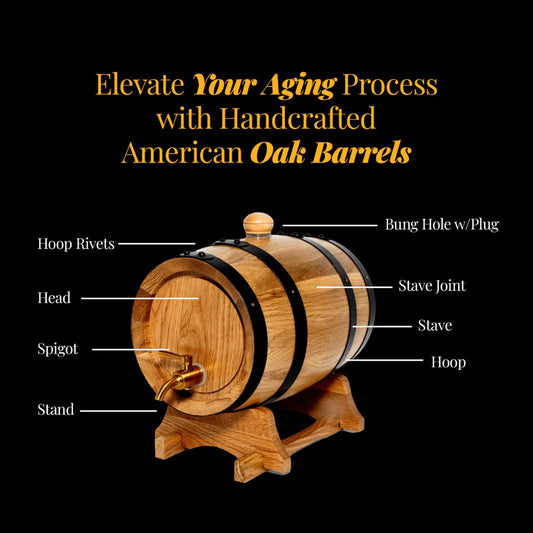 Booze & Barrels American White Oak Ageing Barrel 3 Litre(Gold Metal Tap)