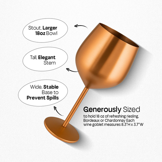 4 x Booze Bar Box – Copper Stainless Steel Wine Glasses (SS304)