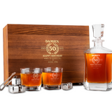 Custom Engraved Whiskey Decanter Set with Stainless Steel Stones and a Wooden Gift Box