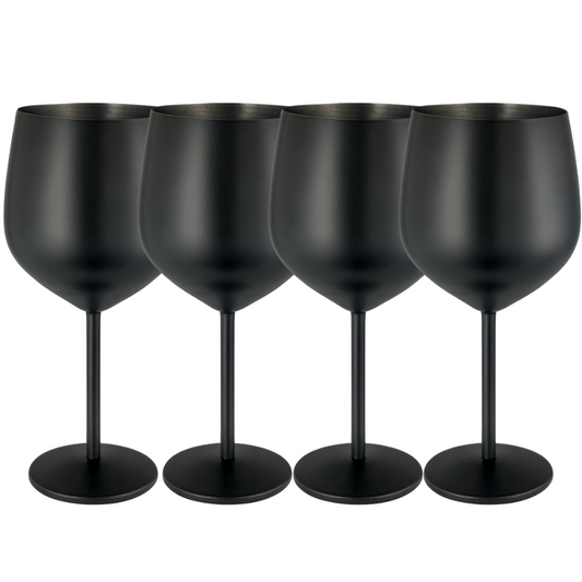 4 x Booze Bar Box – Stainless Steel Wine Glasses (SS304) Black