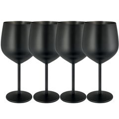4 x Booze Bar Box – Stainless Steel Wine Glasses (SS304) Black