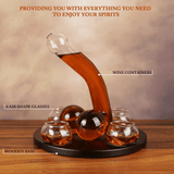 Don Vassie Penis Decanter 850ml with 4 shot glasses 140ml and a rich classic wooden base