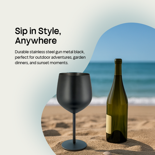 4 x Booze Bar Box – Stainless Steel Wine Glasses (SS304) Black