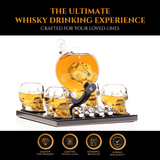 Don Vassie Skull Globe Decanter Set with 4 skull shot glasses+4 stainless steel skull stones