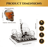 Don Vassie Custom Engraved Skull Globe Decanter Set with 4 skull shot glasses+4 stainless steel skull stones
