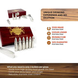 Don Vassie XL 6 PCS Silver Whiskey Bullet Chillers with tong & Box