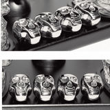 Don Vassie Skull Globe Decanter Set with 4 skull shot glasses+4 stainless steel skull stones