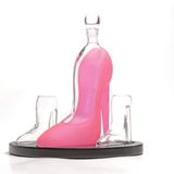 Don Vassie Pink High Heel Decanter Set - 750ml Decanter with 2 High Heel Glasses (60ml) and Matching Base - Perfect Gift for Parties & Celebrations