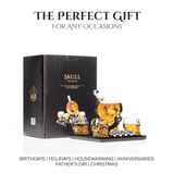 Don Vassie Skull Globe Decanter Set with 4 skull shot glasses+4 stainless steel skull stones