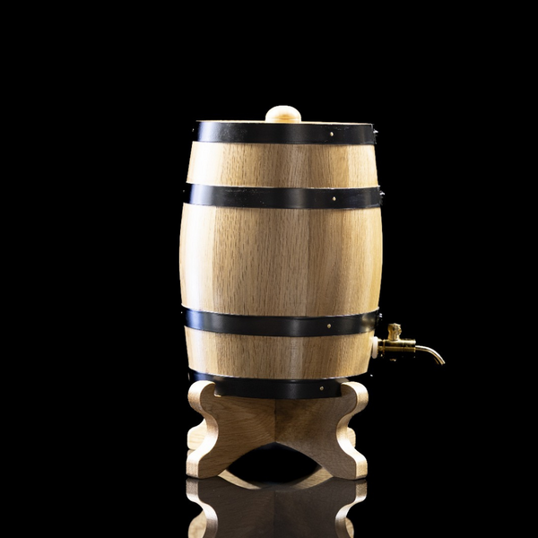 3L American UPRIGHT Oak Barrel with Metal Spigot – Medium Charred for Aging Wine, Whiskey,Port and Spirits