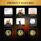 Don Vassie Etched Globe Decanter Set with 4 Etched Glasses and a Round Pine Base