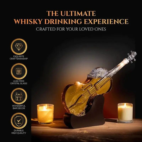 Don Vassie Violin Shaped Decanter 1000ml with Mahogany Base