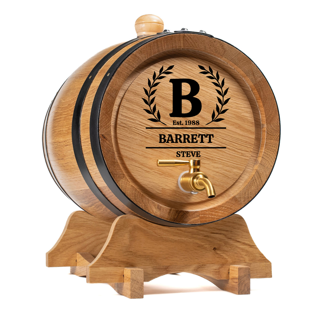 Custom Engraved American Oak Barrel – Initials & Name for Unique Aging Experience