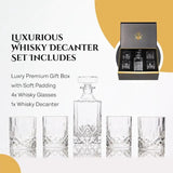 Don Vassie Luxury Whisky Crystal Clear Decanter Set with 4 Glasses-LADY ELLIOT