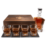 DON VASSIE LUXURY WHISKY DECANTER SET WITH 4 GLASSES-MOUNT KOSCIUSZKO