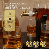 Don Vassie Whiskey Barrel Decanter Set 1000ml-Sailboat  with 4 Heavy Base Glasses