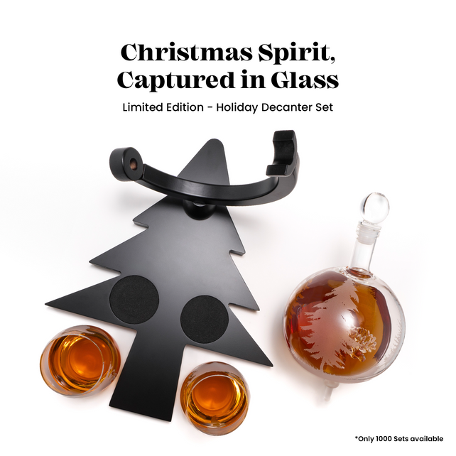 Limited-Edition Christmas Globe Decanter Set with Hand-Blown Reindeer