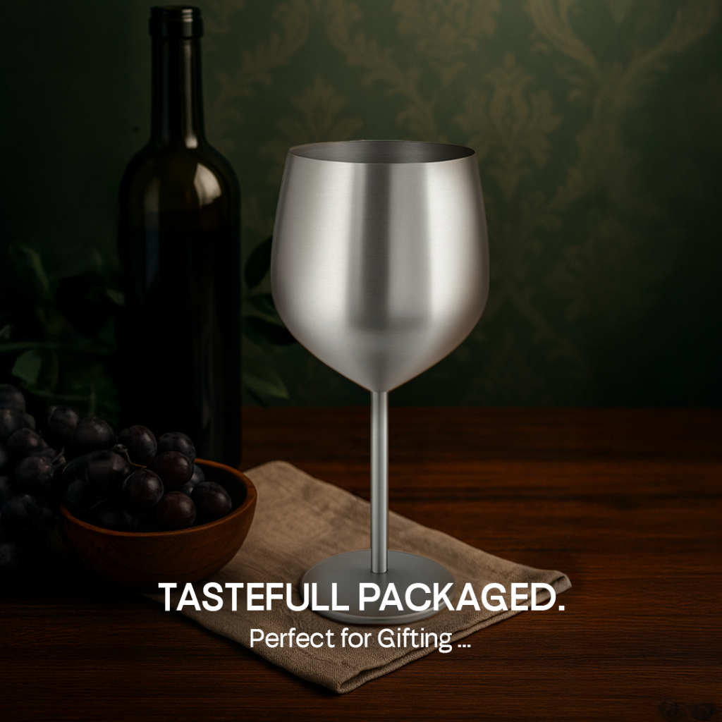 4 x Booze Bar Box – Premium Stainless Steel Wine Glasses (SS304)