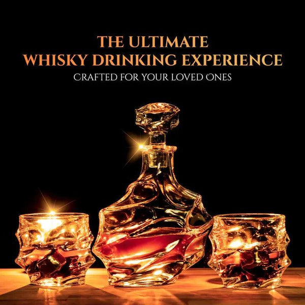 Don Vassie Luxury Whisky Decanter Set with 4 Glasses-JENOLAN CAVES