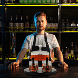 Don Vassie Whiskey Barrel Decanter Set 1000ml-Sailboat  with 4 Heavy Base Glasses