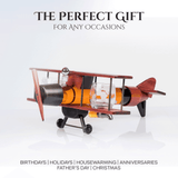 Limited Edition Large 21″ Antique Airplane Shaped Decanter Set with 2 World Map Etched Whisky Glasses