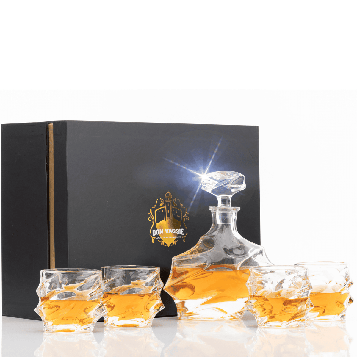 Don Vassie Luxury Whisky Decanter Set with 4 Glasses-JENOLAN CAVES