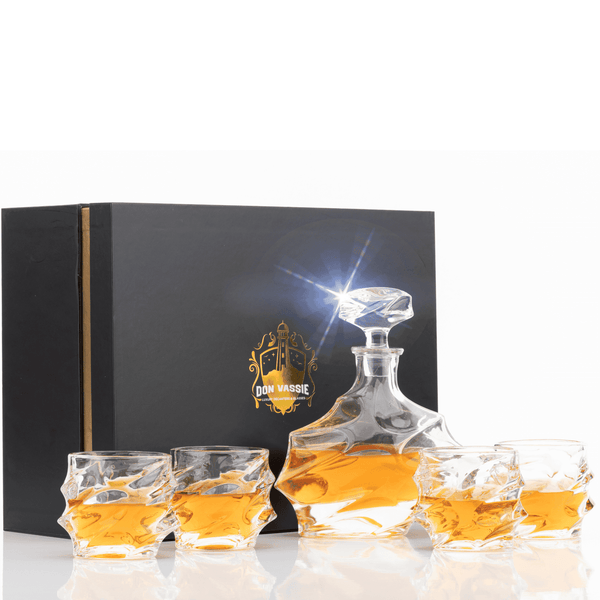 Don Vassie Luxury Whisky Decanter Set with 4 Glasses-JENOLAN CAVES