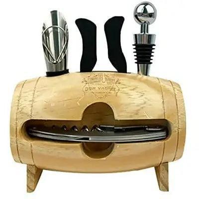 Don Vassie Wine Accessories Gifts - 4 Pieces & Barrel Stand Display