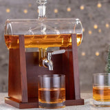 Don Vassie Sailboat Decanter with Mahogany Wooden Stand and 2 Glasses