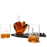 Custom Engraved Limited Edition Middle finger decanter 1000ml with finger shaped wooden display