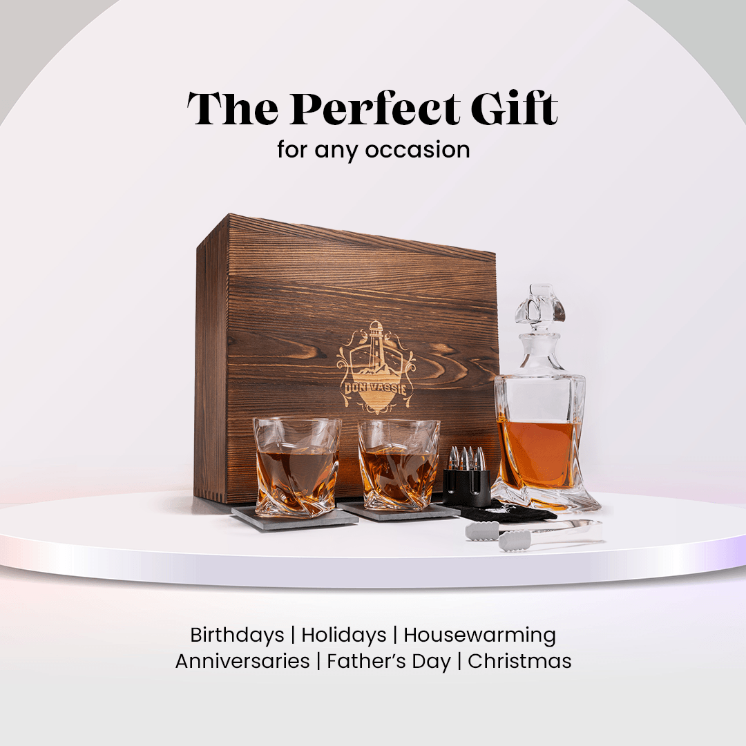 Don Vassie Luxury Whisky Decanter and Stones Gift Set -TWISTED CITY