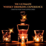 DON VASSIE LUXURY WHISKY DECANTER SET WITH 4 GLASSES-MOUNT KOSCIUSZKO