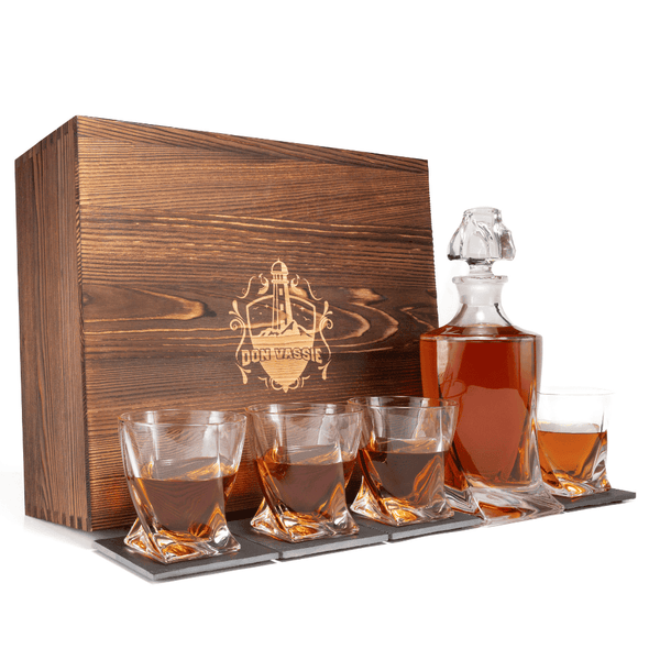 Don Vassie Luxury Whisky Decanter Set with 4 Glasses -TWISTED CITY