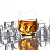 Don Vassie diamond shaped whiskey decanter set with 2 glasses and a luxury wooden stand