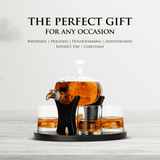 Don Vassie Whiskey Barrel Decanter Set 1000ml-Sailboat  with 4 Heavy Base Glasses