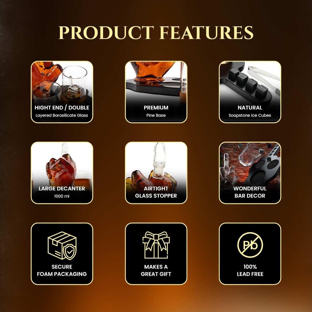 Don Vassie Middle Finger Whiskey/Wine Decanter Set 1000 ml