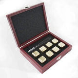 Whisky Ice Cubes Chillers - 8 Pieces (Gold)in a Elegant Wooden Gift Box