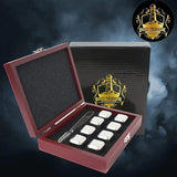 Whisky Ice Cubes Chillers - 8 Pieces (Silver)in a Elegant Wooden Gift Box