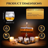 Don Vassie Sailboat Decanter 1000ml with Antique Ship and 4 Etched Globe Glasses