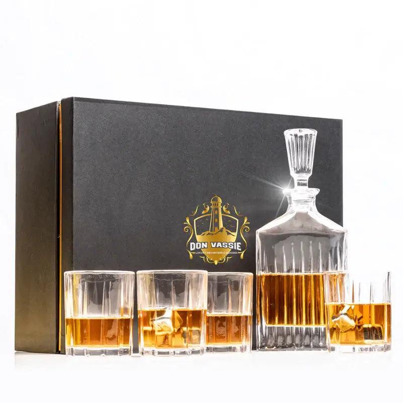 Don Vassie Luxury Whiskey Decanter Set with 4 Glasses-KAKADU