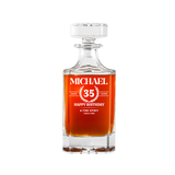 Custom Engraved Elegant Whiskey Decanter Set with Stainless Steel Stones and a Wooden Gift Box