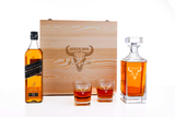 Johnnie Walker Black Label Personalised Whisky Decanter Gift Set with Engraved Wooden Box