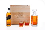 Johnnie Walker Black Label Personalised Whisky Decanter Gift Set with Engraved Wooden Box