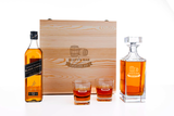Johnnie Walker Black Label Personalised Whisky Decanter Gift Set with Engraved Wooden Box