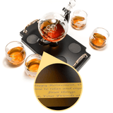 Custom Engraved Don Vassie Globe Decanter Set 850ml with 4 Glasses and Wooden tray base with gold handles