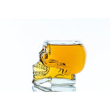 Don Vassie skull decanter set with 2 glasses and mahogany base